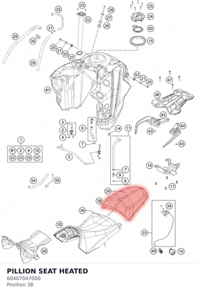 Diagram preview: PILLION SEAT HEATED (60407047000)