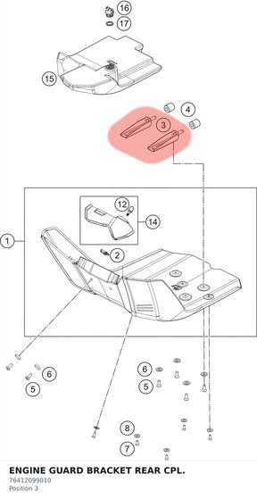 Diagram preview: ENGINE GUARD BRACKET REAR CPL. (76412099010)