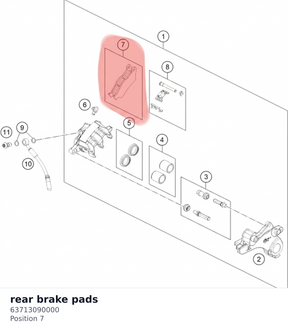 Diagram preview: rear brake pads (63713090000)