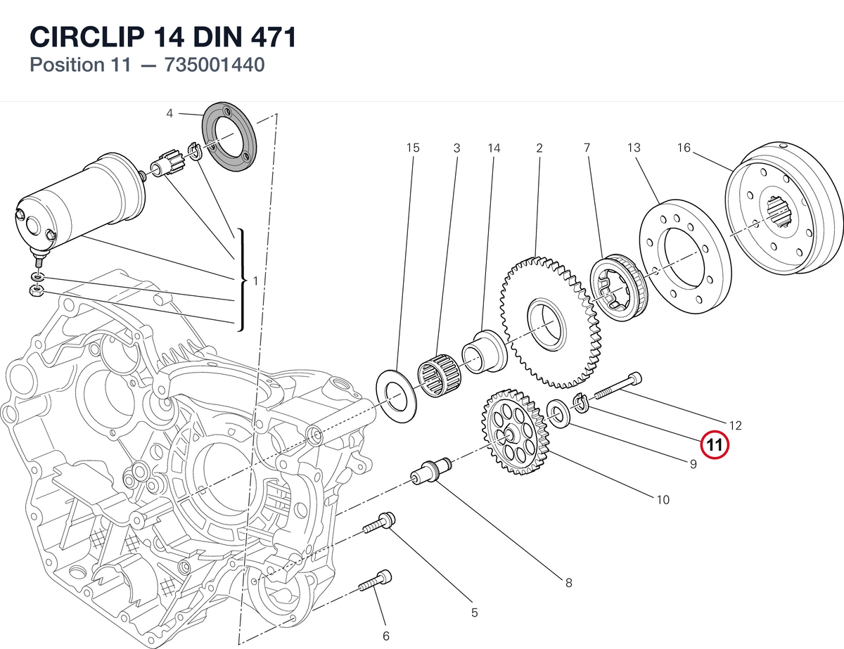 CIRCLIP 14 DIN 471 735001440 diagram position