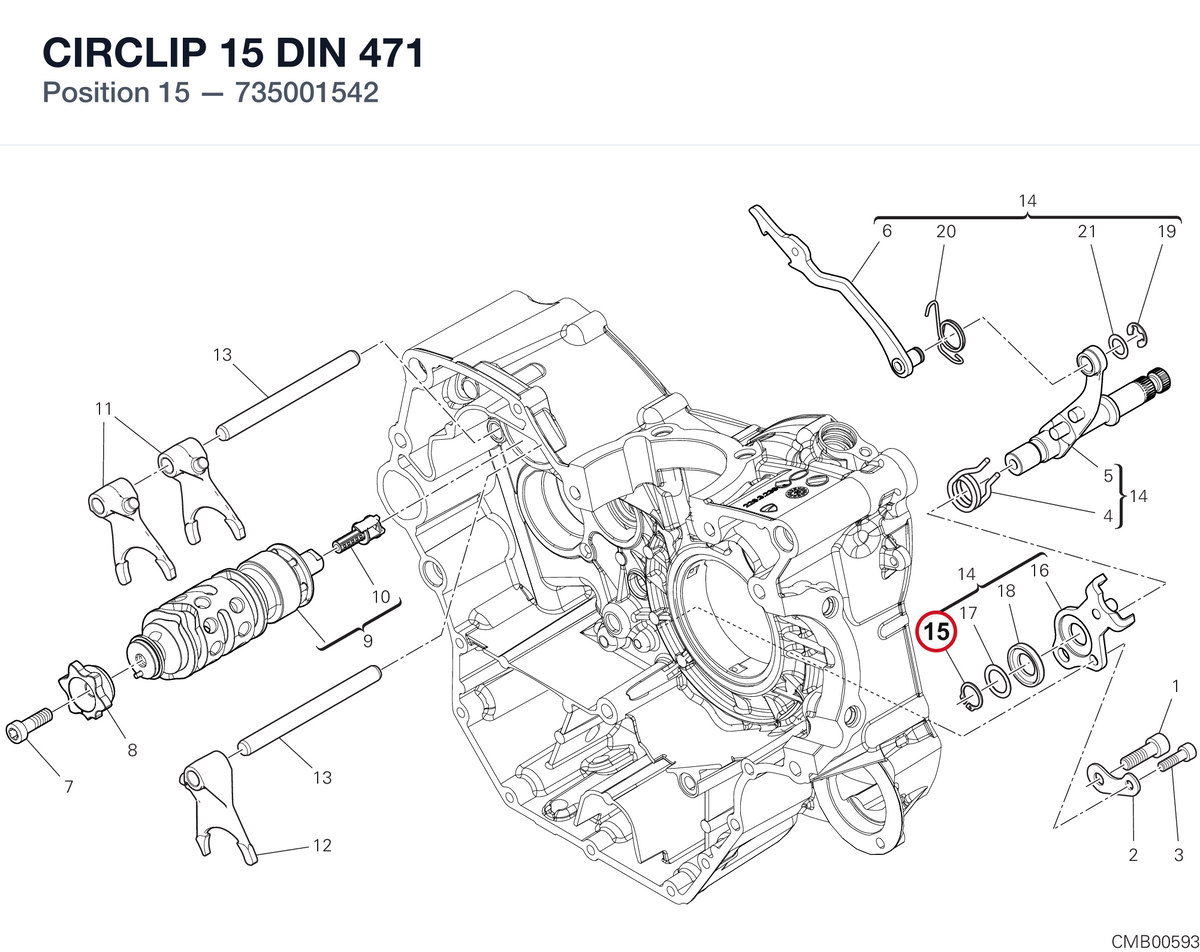 CIRCLIP 15 DIN 471 735001542 diagram position
