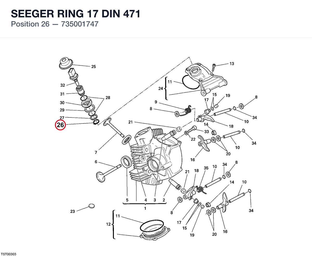 SEEGER RING 17 DIN 471 735001747 diagram position