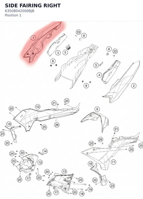 Diagram preview: SIDE FAIRING RIGHT (63508042000BJB)