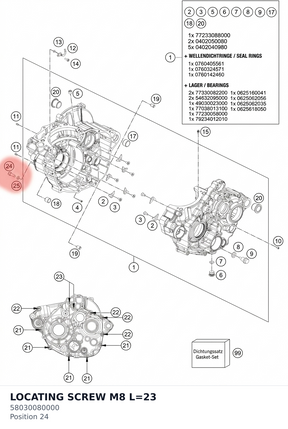 Diagram preview: LOCATING SCREW M8 L=23 (58030080000)