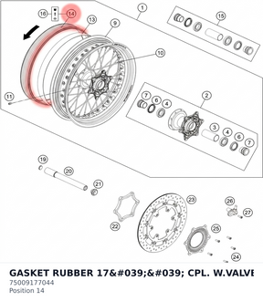 Diagram preview: GASKET RUBBER 17'' CPL. W.VALVE (75009177044)