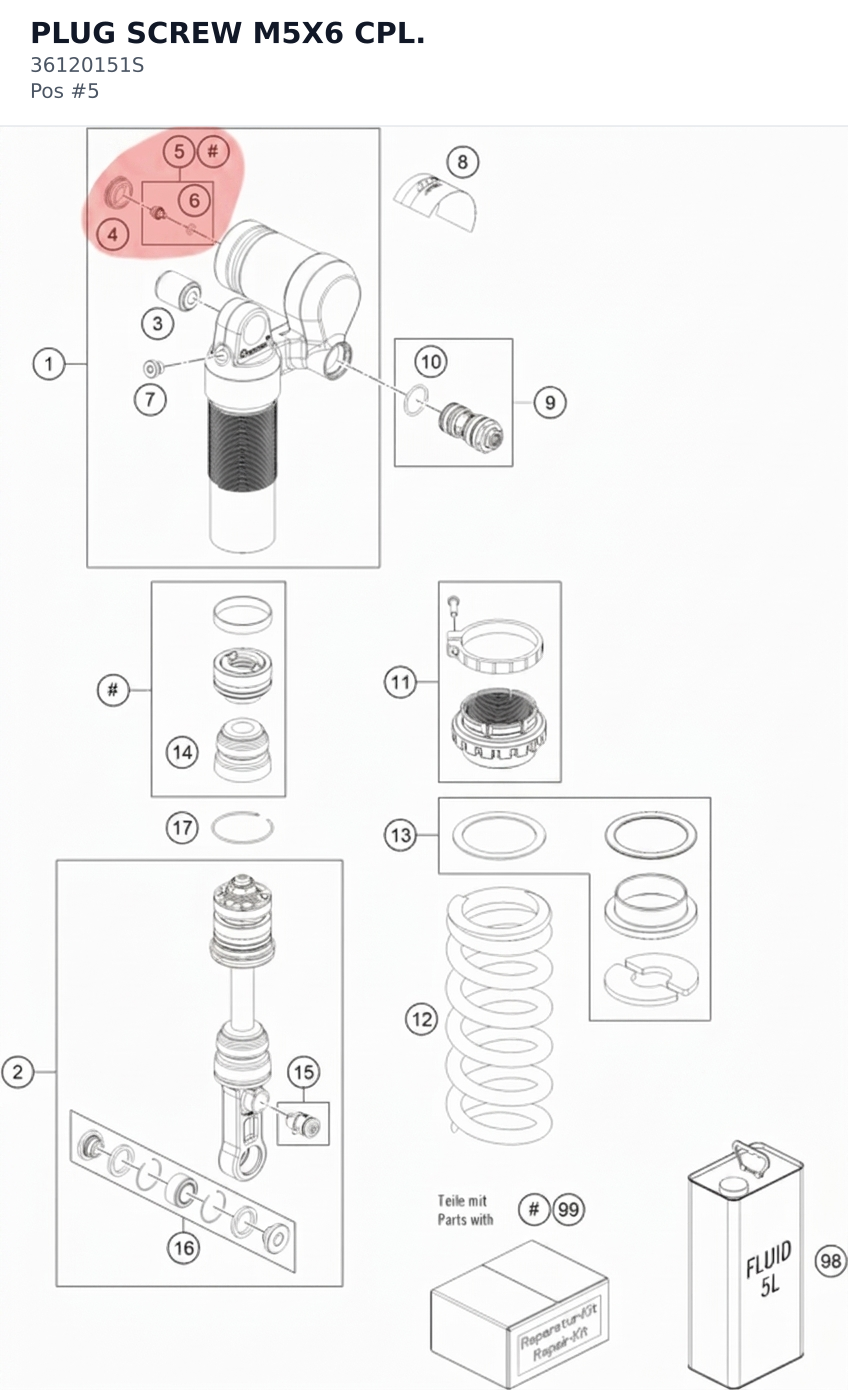 Diagram preview: PLUG SCREW M5X6 CPL. (36120151S)