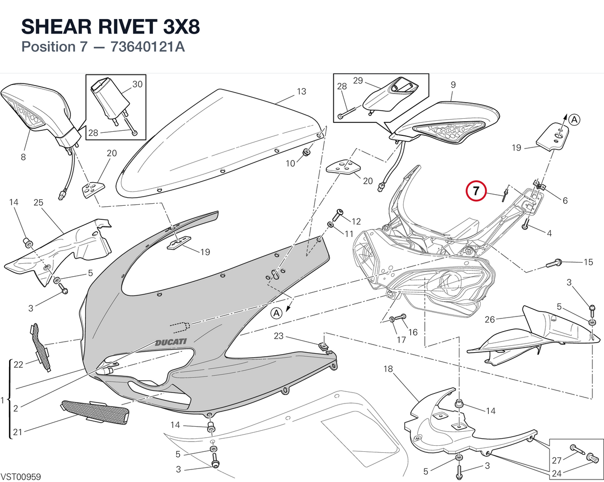 SHEAR RIVET 3X8 73640121A diagram position