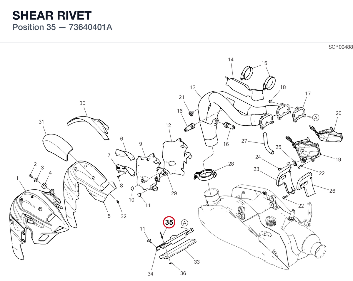 SHEAR RIVET 73640401A diagram position