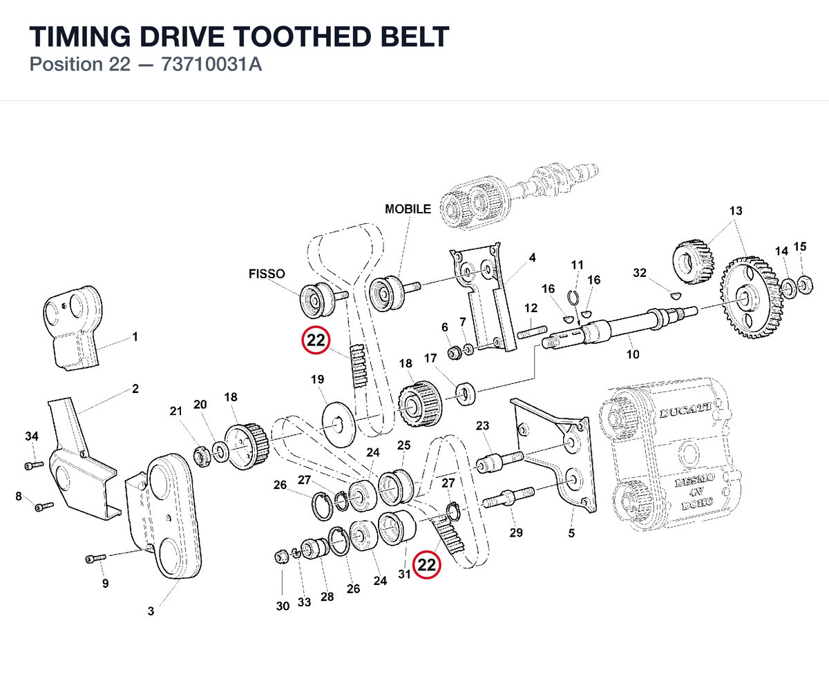 TIMING DRIVE TOOTHED BELT 73710031A diagram position