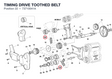 TIMING DRIVE TOOTHED BELT 73710041A diagram position
