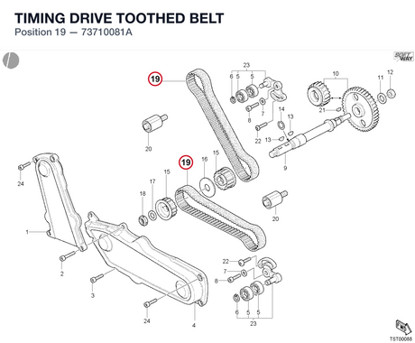 TIMING DRIVE TOOTHED BELT 73710081A diagram position