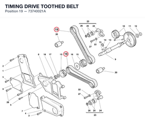TIMING DRIVE TOOTHED BELT 73740021A diagram position