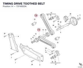 TIMING DRIVE TOOTHED BELT 73740023A diagram position