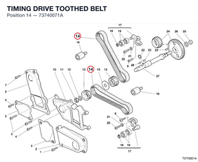 TIMING DRIVE TOOTHED BELT 73740071A diagram position
