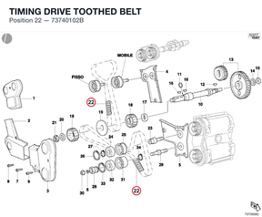 TIMING DRIVE TOOTHED BELT 73740102B diagram position
