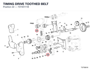 TIMING DRIVE TOOTHED BELT 73740111B diagram position