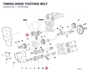 TIMING DRIVE TOOTHED BELT 73740123A diagram position