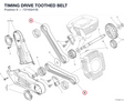 TIMING DRIVE TOOTHED BELT 73740241B diagram position