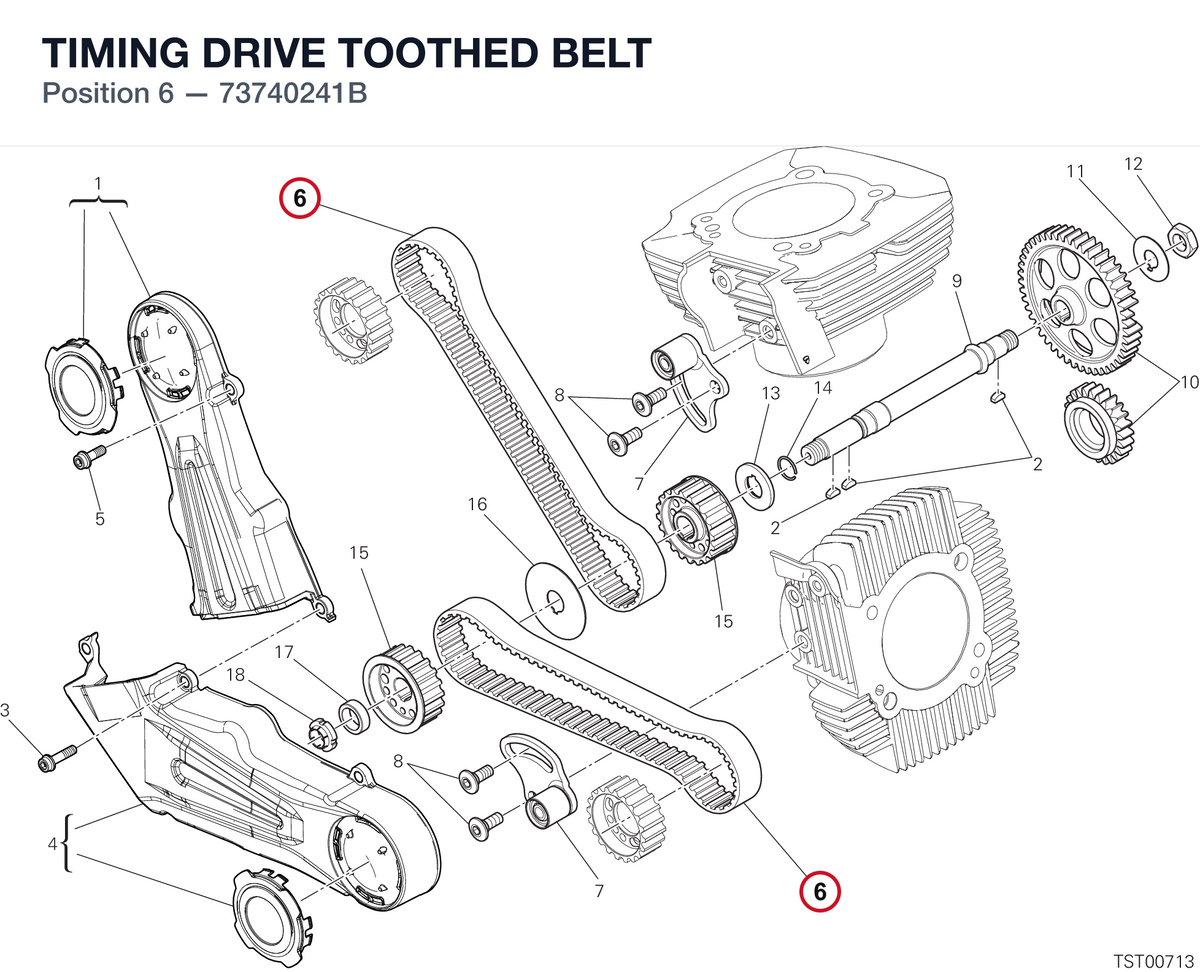 TIMING DRIVE TOOTHED BELT 73740241B diagram position