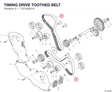 TIMING DRIVE TOOTHED BELT 73740251A diagram position