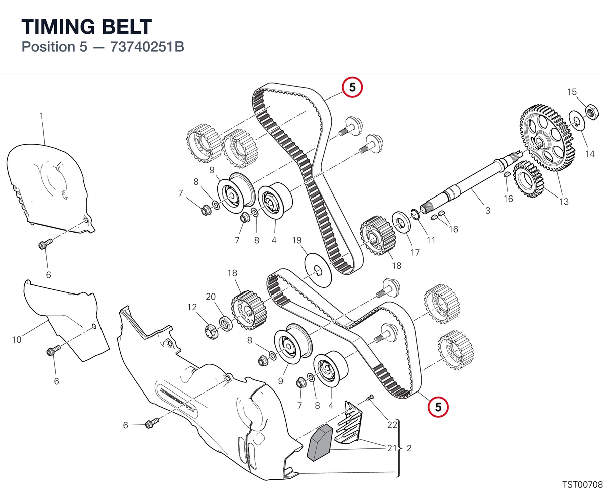 TIMING BELT 73740251B diagram position
