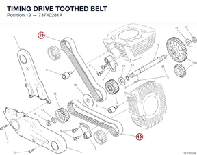 TIMING DRIVE TOOTHED BELT 73740281A diagram position