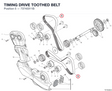 TIMING DRIVE TOOTHED BELT 73740311B diagram position