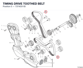 TIMING DRIVE TOOTHED BELT 73740311B diagram position