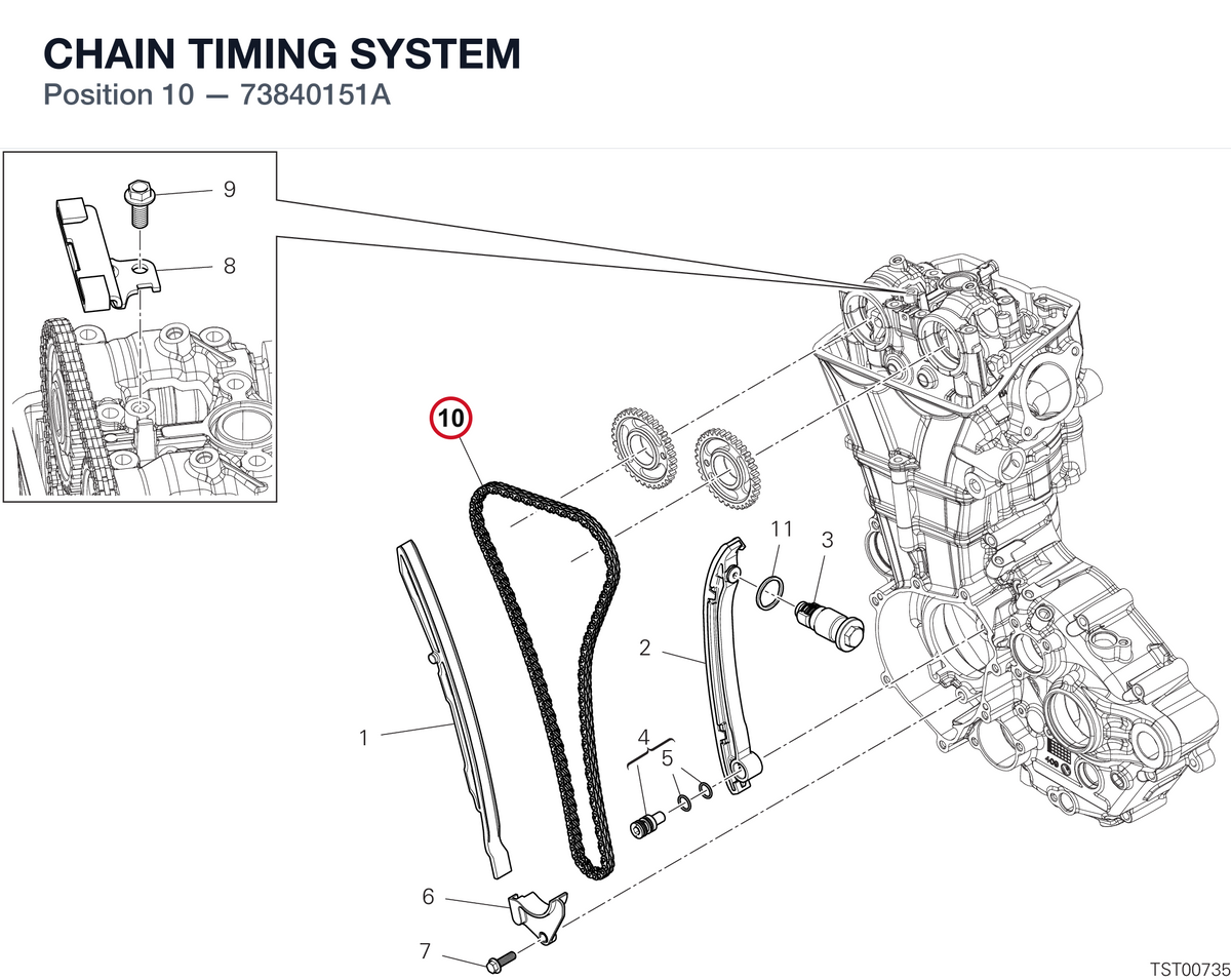 CHAIN TIMING SYSTEM 73840151A diagram position