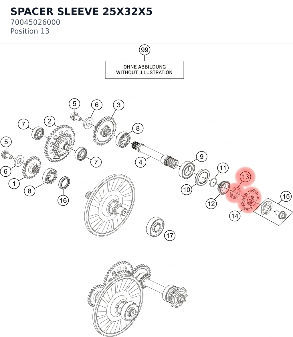 Diagram preview: SPACER SLEEVE 25X32X5 (70045026000)