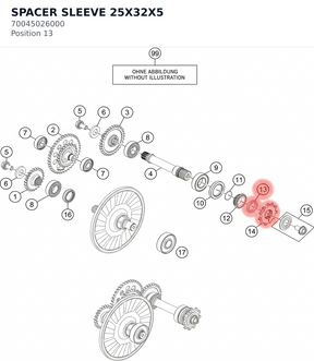 Diagram preview: SPACER SLEEVE 25X32X5 (70045026000)