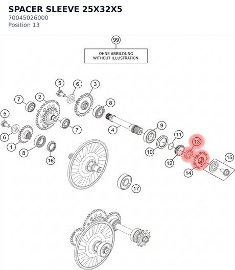 Diagram preview: SPACER SLEEVE 25X32X5 (70045026000)