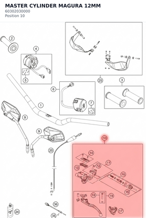 Diagram preview: MASTER CYLINDER MAGURA 12MM (60302030000)