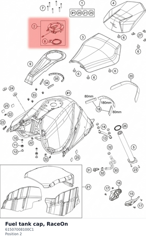 Diagram preview: Fuel tank cap, RaceOn (61507008100C1)