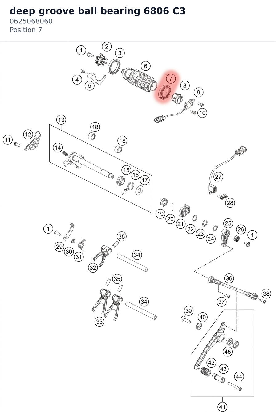 Diagram preview: deep groove ball bearing 6806 C3 (0625068060)