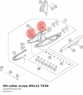 Diagram preview: HH collar screw M5x12 TX30 (C0000250501200)