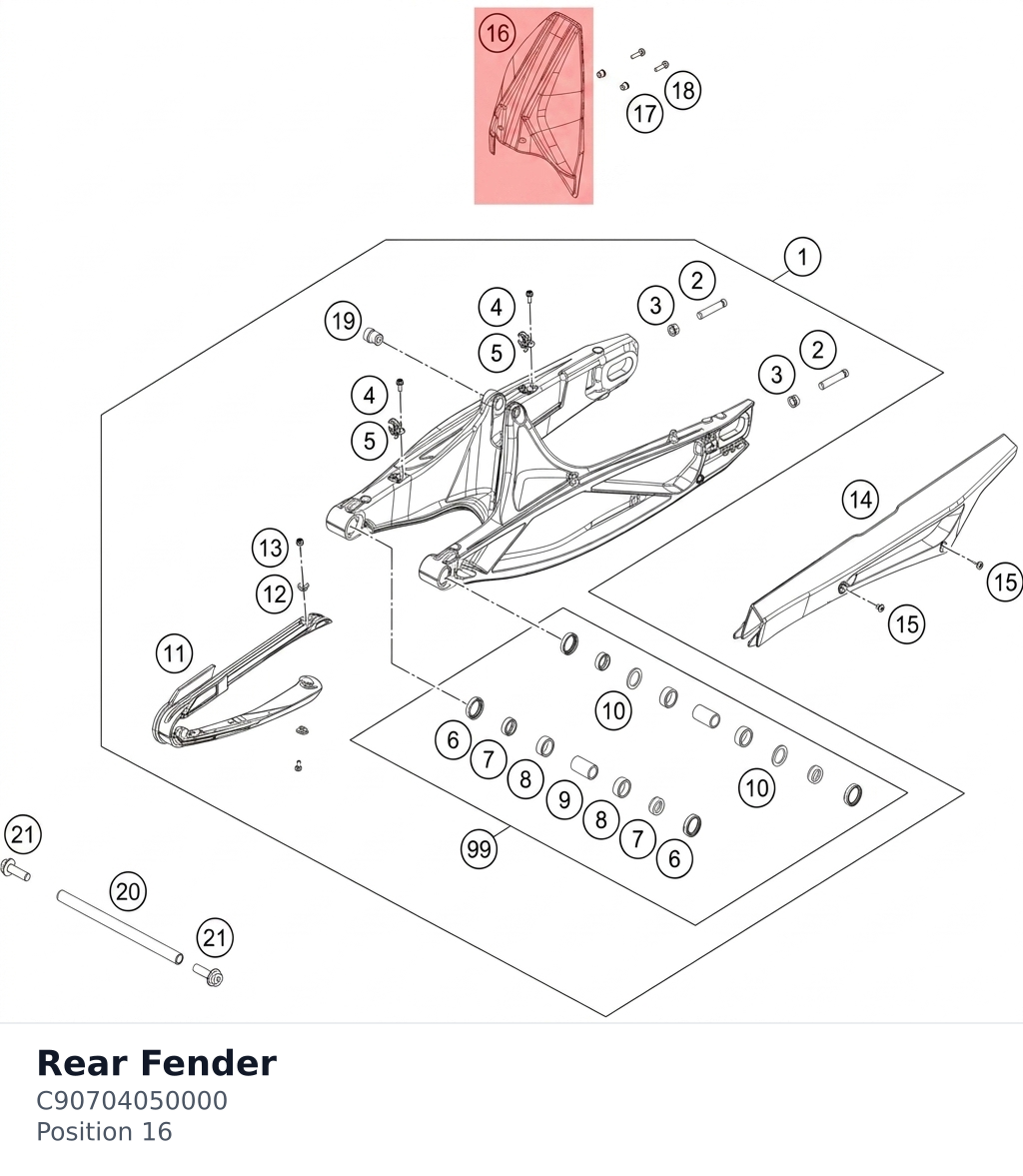 Diagram preview: Rear Fender (C90704050000)