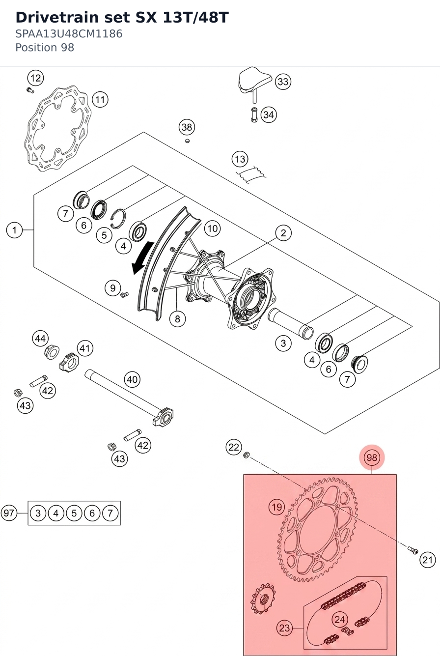Diagram preview: Drivetrain set SX 13T/48T (SPAA13U48CM1186)