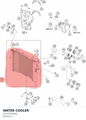 Diagram preview: WATER COOLER (61335010000)