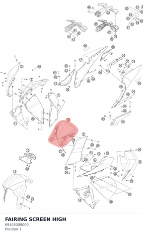 Diagram preview: FAIRING SCREEN HIGH (69108008000)