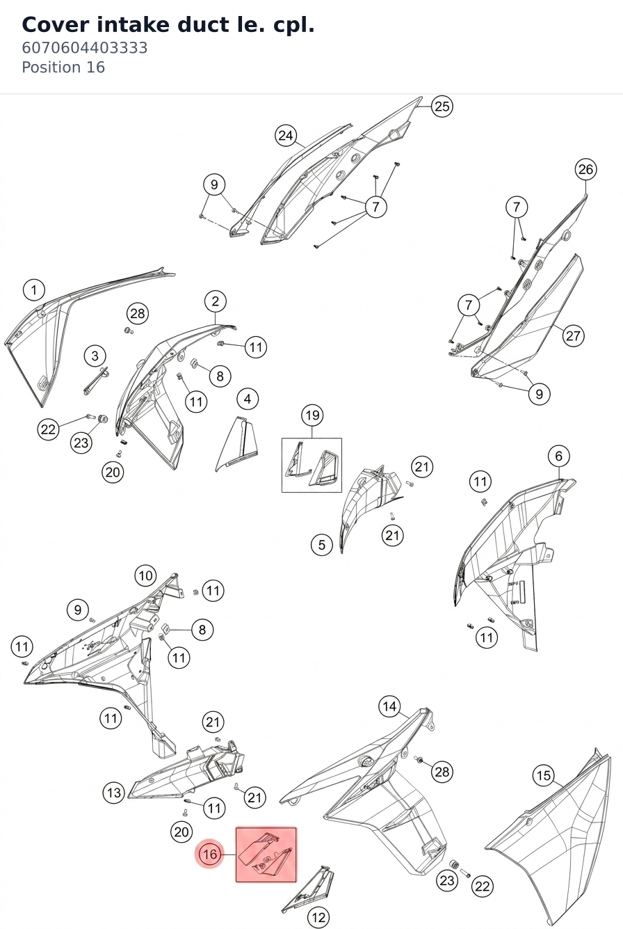 Diagram preview: Cover intake duct le. cpl. (6070604403333)