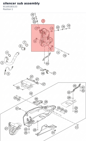 Diagram preview: silencer sub assembly (91105183133)