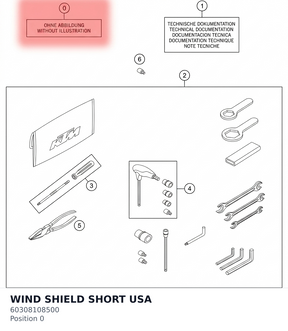 Diagram preview: WIND SHIELD SHORT USA (60308108500)
