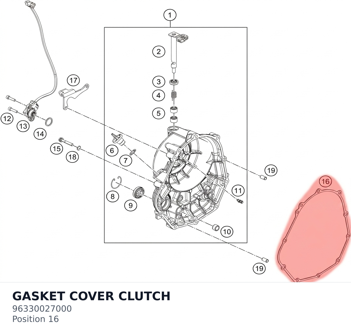 Diagram preview: GASKET COVER CLUTCH (96330027000)