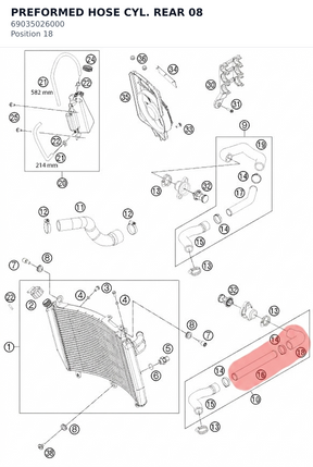 Diagram preview: PREFORMED HOSE CYL. REAR    08 (69035026000)
