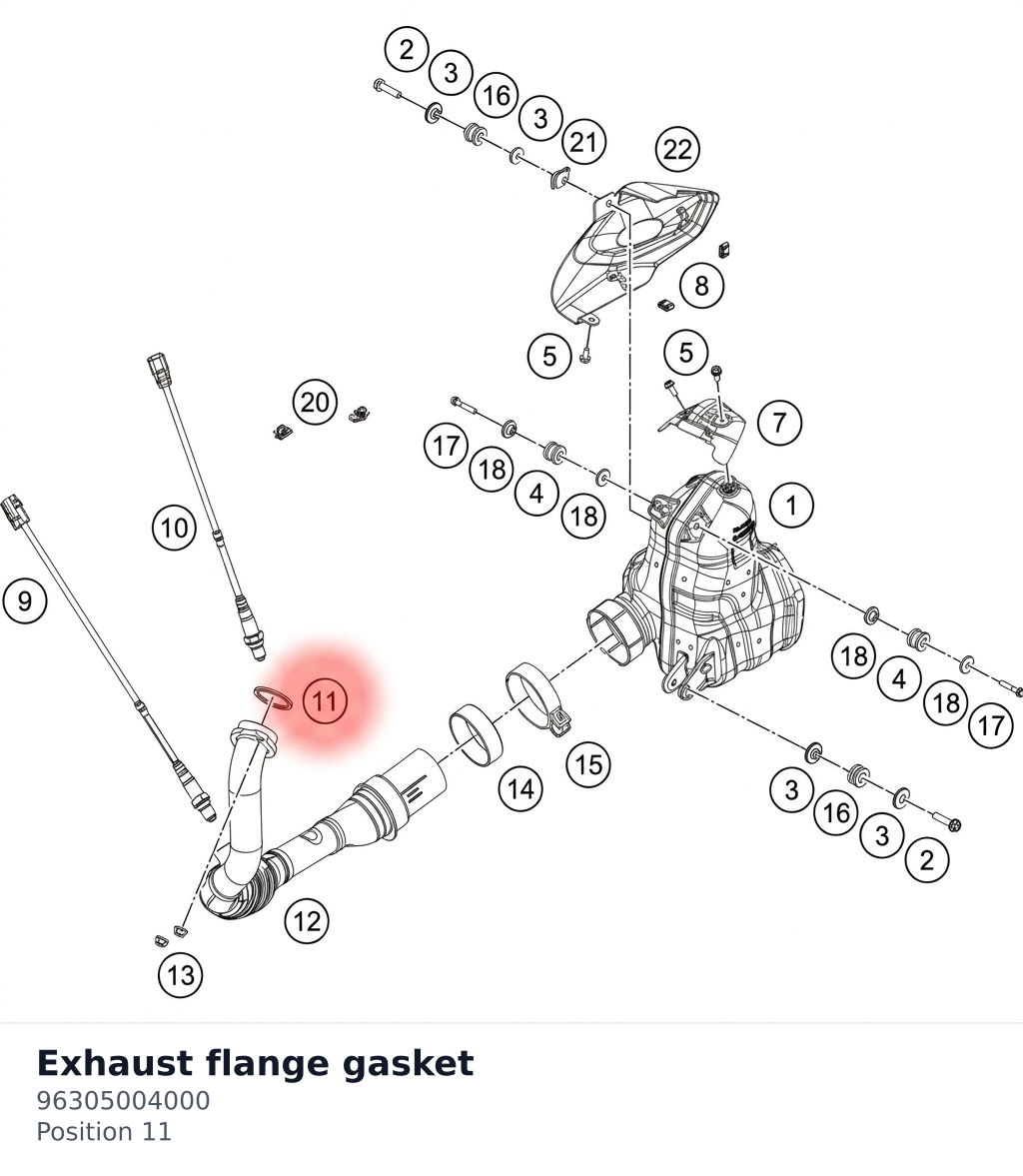 Diagram preview: Exhaust flange gasket (96305004000)