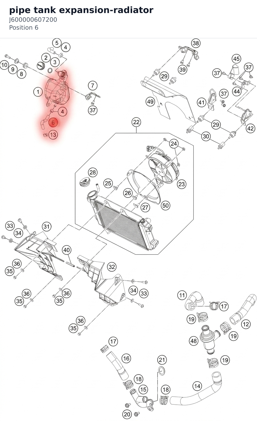 Diagram preview: pipe tank expansion-radiator (J600000607200)