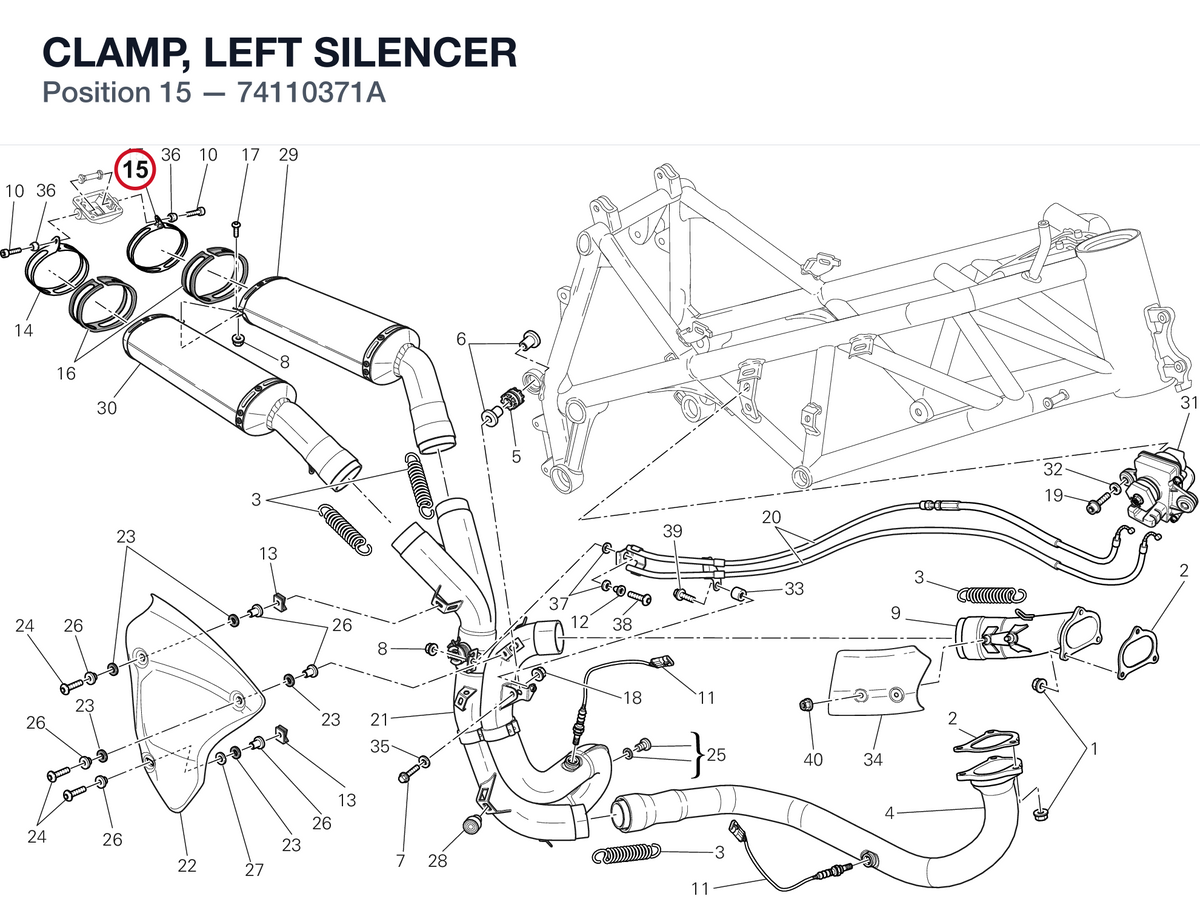 CLAMP, LEFT SILENCER 74110371A diagram position