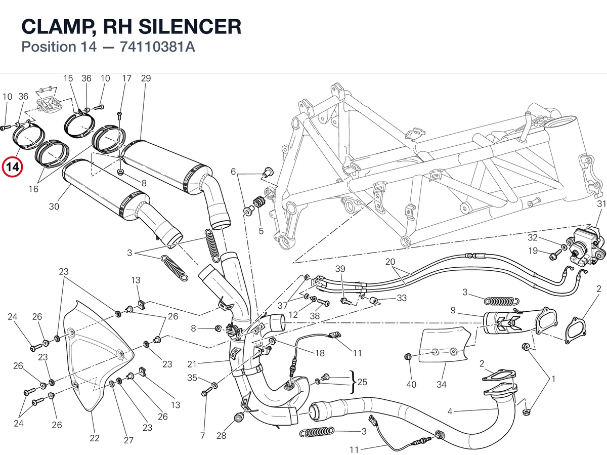 CLAMP, RH SILENCER 74110381A diagram position