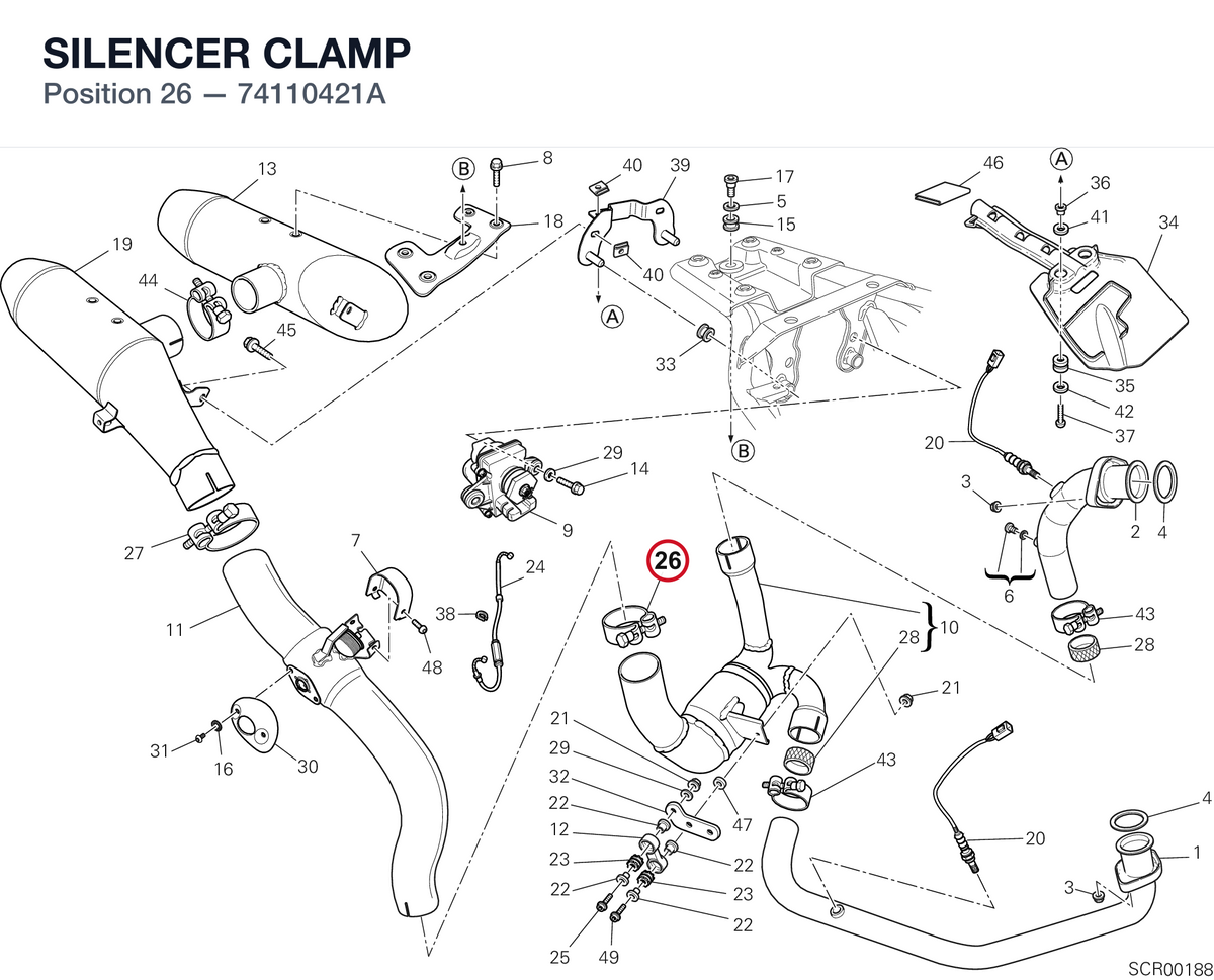 SILENCER CLAMP 74110421A diagram position